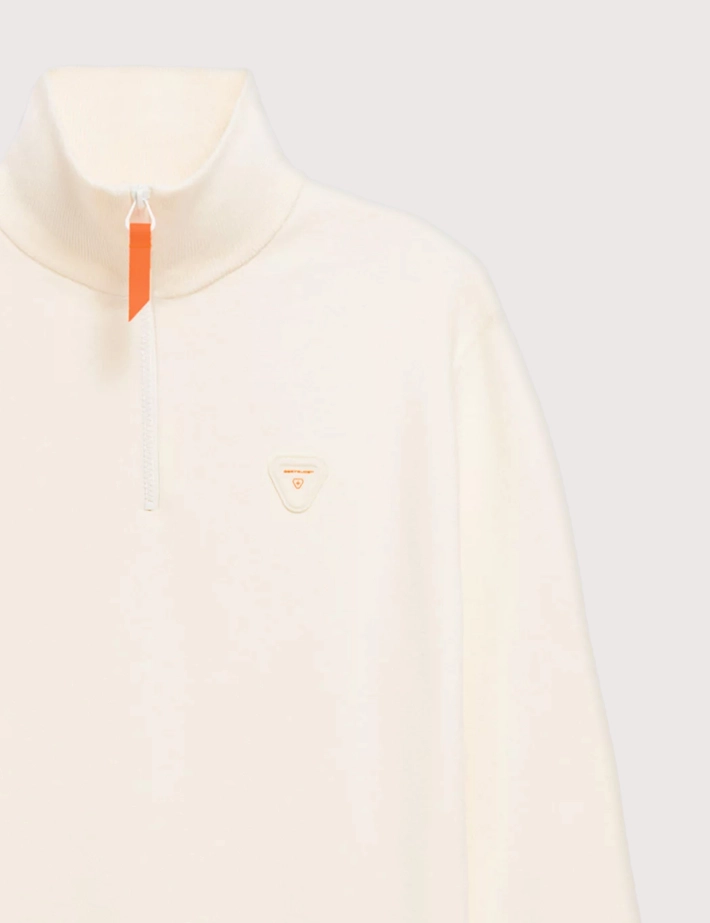 GERTRUDE Pull Homme Lewis Patch Col Camionneur Zip Crème - 2