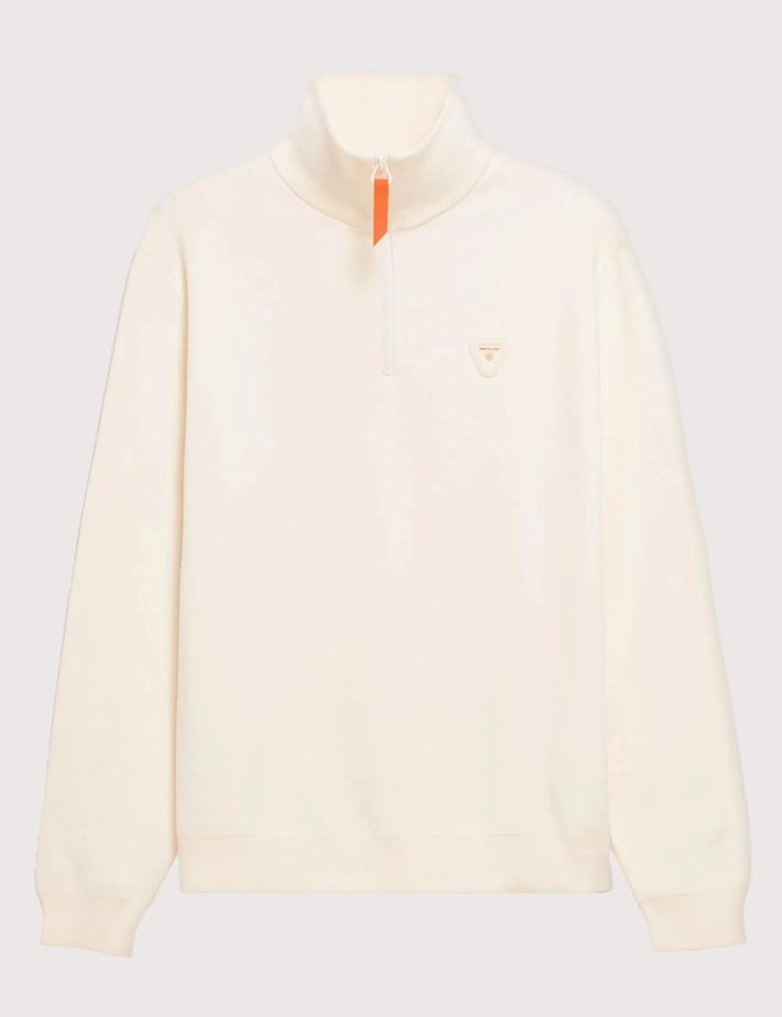 GERTRUDE Pull Homme Lewis Patch Col Camionneur Zip Crème