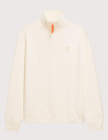 GERTRUDE Pull Homme Lewis Patch Col Camionneur Zip Crème