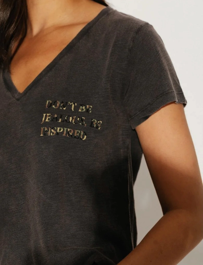 One Tee T-Shirt Femme Manches Courtes Carmel Noir - 3