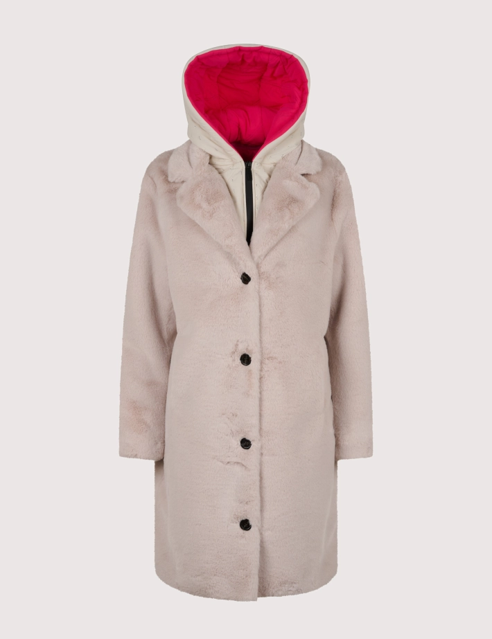 OAKWOOD Manteau Long Femme Fourrure Albaro Ecru