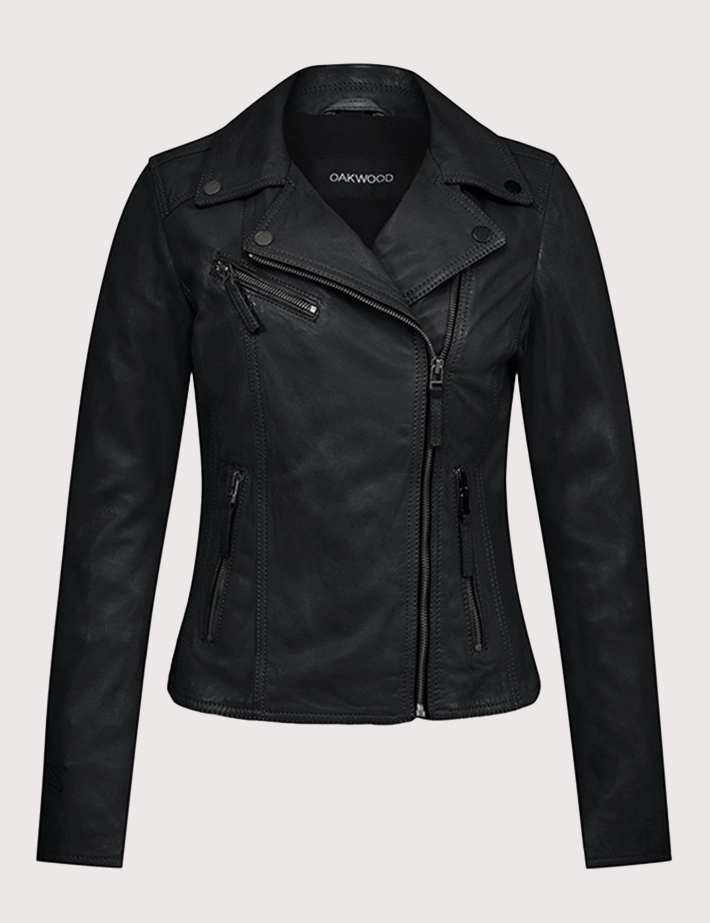 OAKWOOD Perfecto Cuir Femme Clips Lavé Full Noir