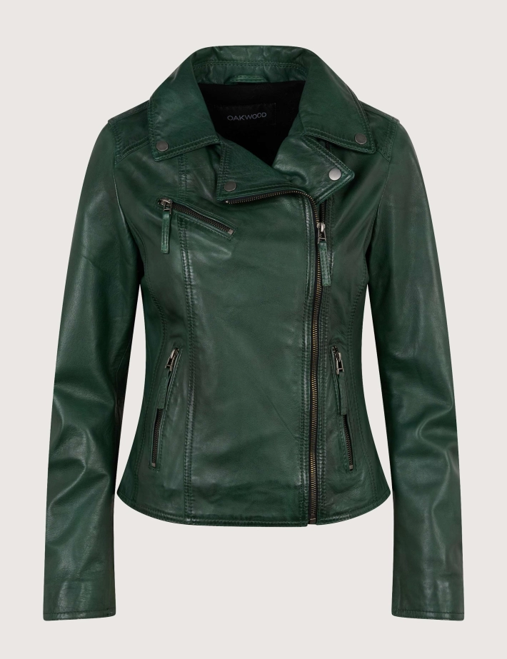 OAKWOOD Perfecto Cuir Femme Clips Lavé Vert Foncé - 2