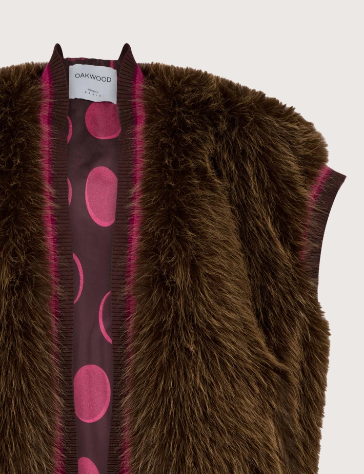 OAKWOOD Gilet Sans Manches Femme Fourrure Olympia Marron - 2