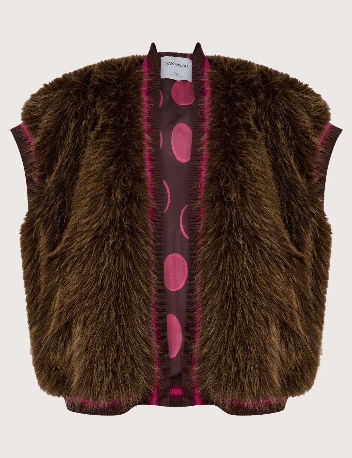 OAKWOOD Gilet Sans Manches Femme Fourrure Olympia Marron
