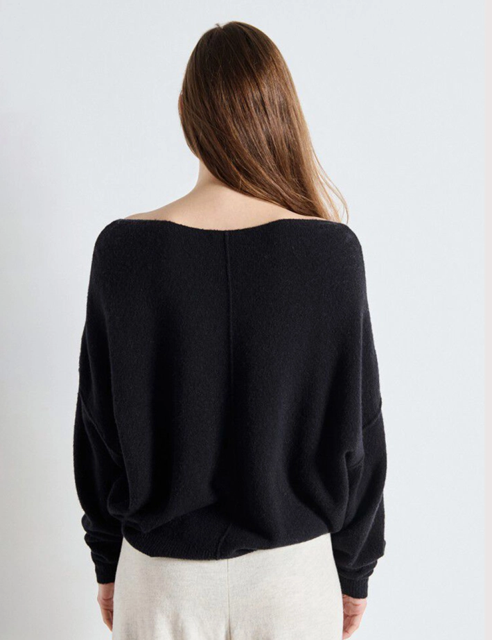 American Vintage Pull Femme Col Bateau Damsville Noir - 3