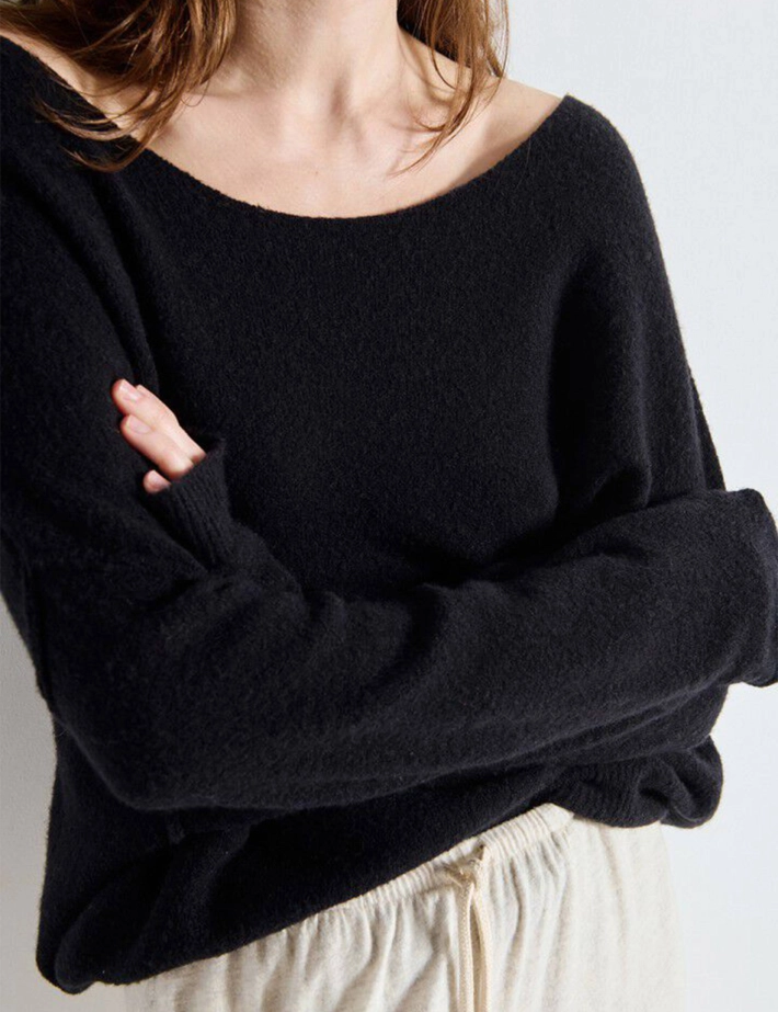 American Vintage Pull Femme Col Bateau Damsville Noir - 4