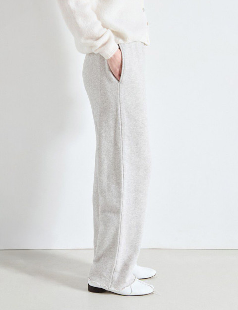 American Vintage Jogging Droit Femme Kodytown Polaire Gris Chiné - 4