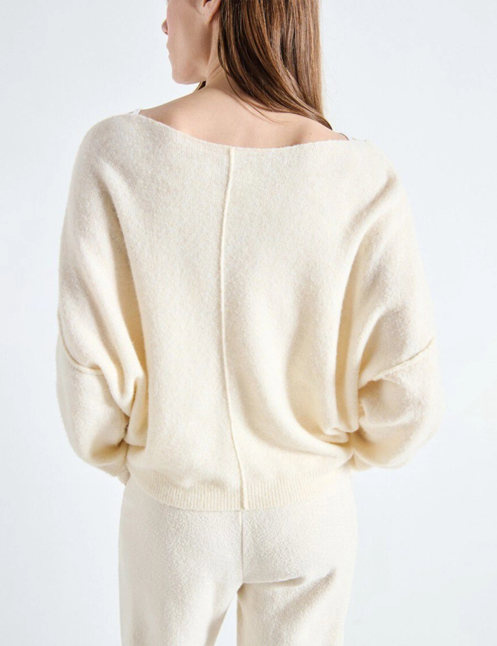 American Vintage Pull Femme Col Bateau Damsville Beige Chiné - 3