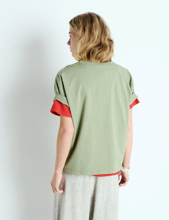 American Vintage T-Shirt Droit Femme Fizvalley Kaki - 2