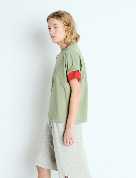 American Vintage T-Shirt Droit Femme Fizvalley Kaki - 3