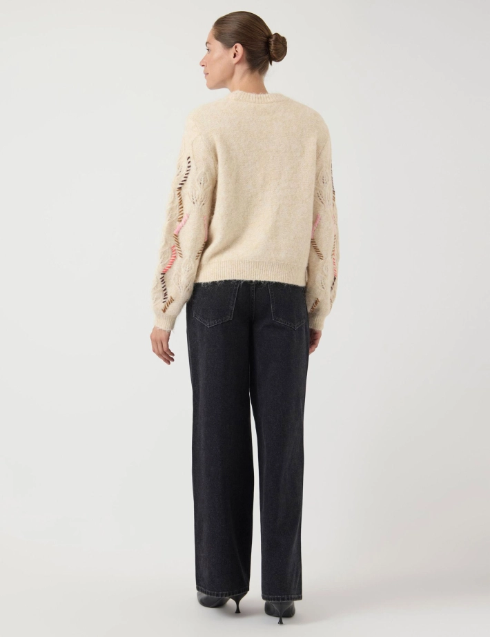 Y.A.S Pull en Laine Gabbi Beige - 4