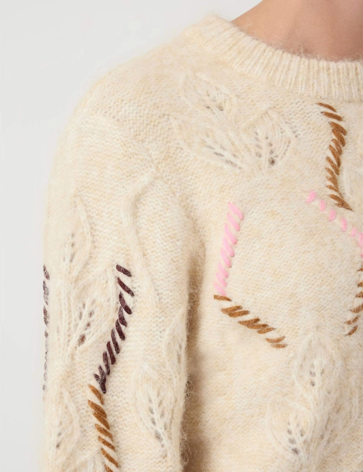 Y.A.S Pull en Laine Gabbi Beige - 3