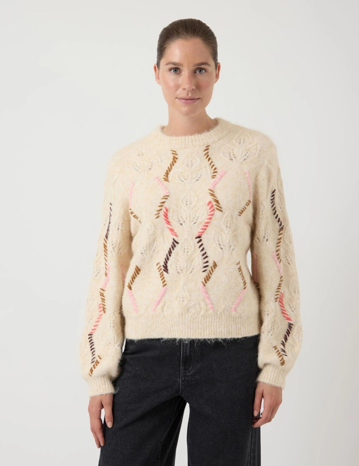 Y.A.S Pull en Laine Gabbi Beige - 2