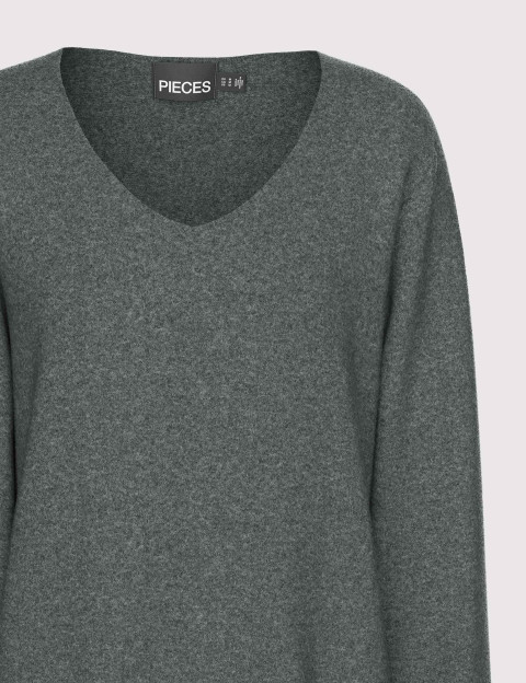 PIECES T-Shirt Manches Longues Col V Bree Anthracite - 3