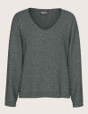 PIECES T-Shirt Manches Longues Col V Bree Anthracite