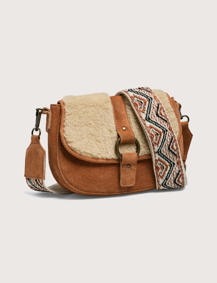 PIECES Sac Teddy Cross Body Suède Julia Marron
