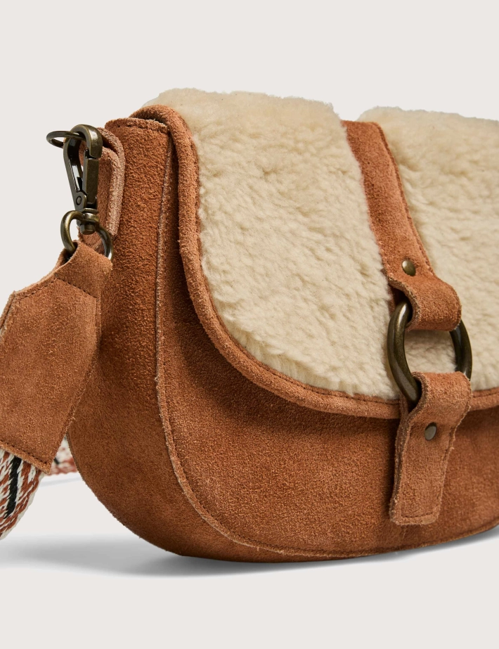 PIECES Sac Teddy Cross Body Suède Julia Marron - 3