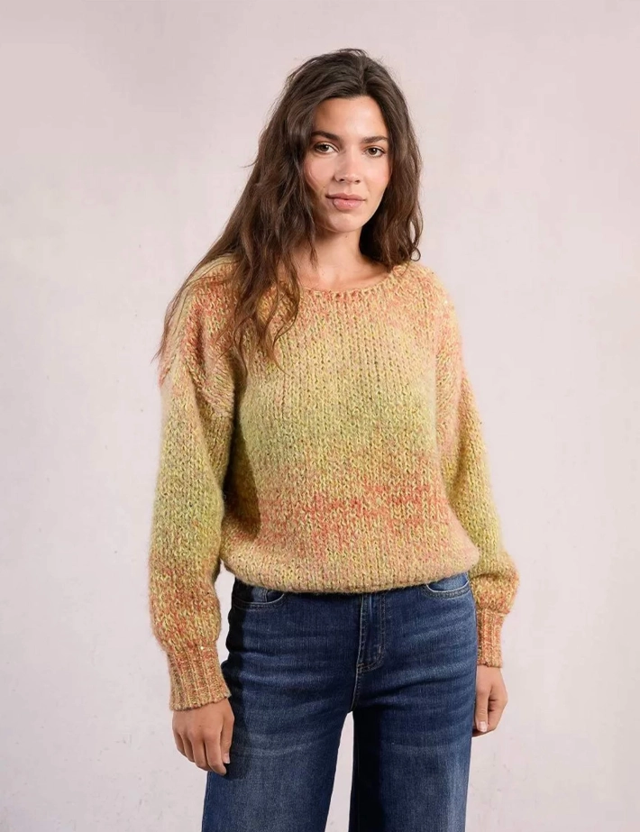 MOLLY BRACKEN Pull Femme en Maille Vert Citron