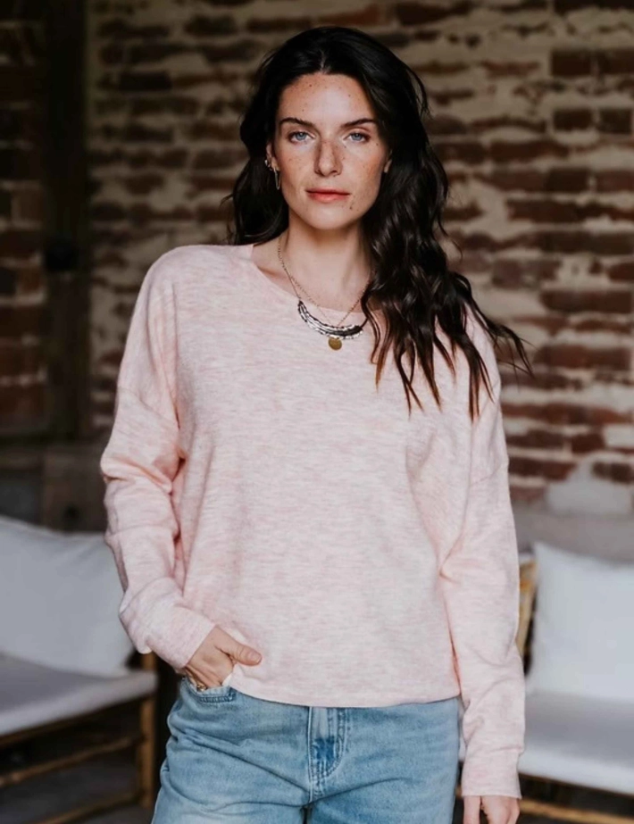 Rue Mazarine Pull Livia Col Rond Blush - 2