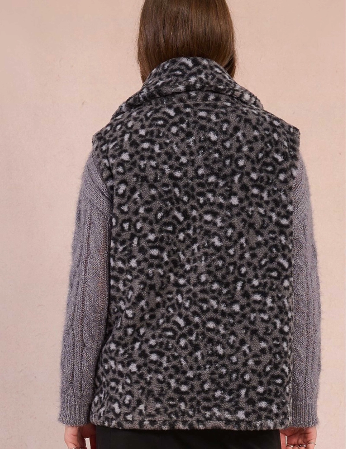 MOLLY BRACKEN Veste Femme Sans Manches Léopard Gris - 2
