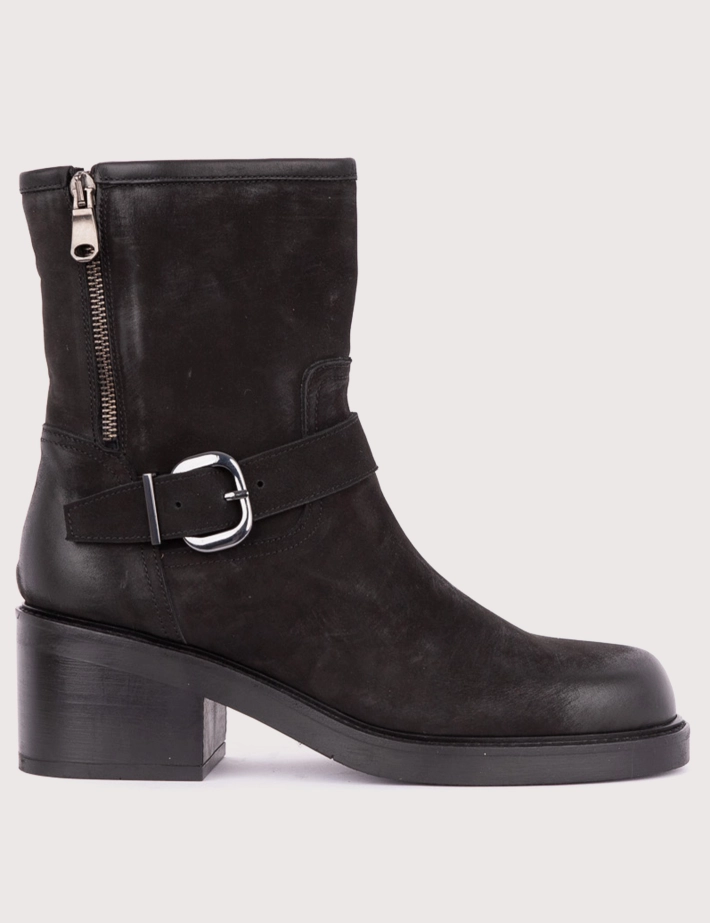 Paoyama Bottines Matilde Frange Cuir Nabuk Noir
