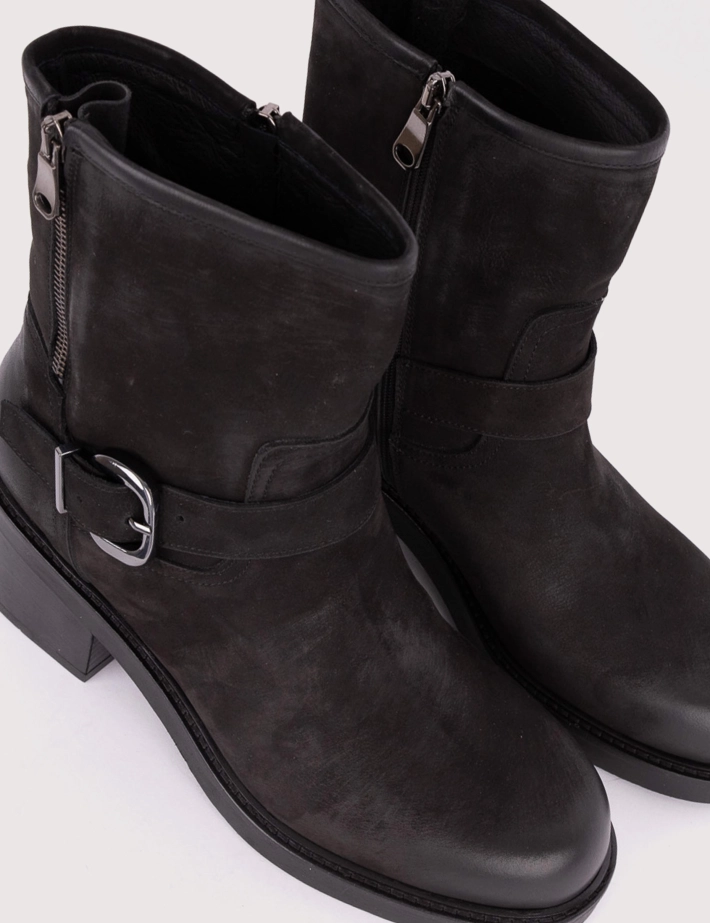 Paoyama Bottines Matilde Frange Cuir Nabuk Noir - 3