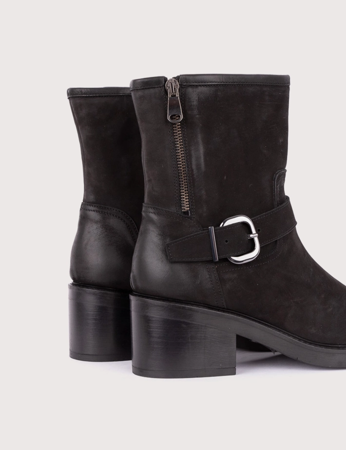 Paoyama Bottines Matilde Frange Cuir Nabuk Noir - 4