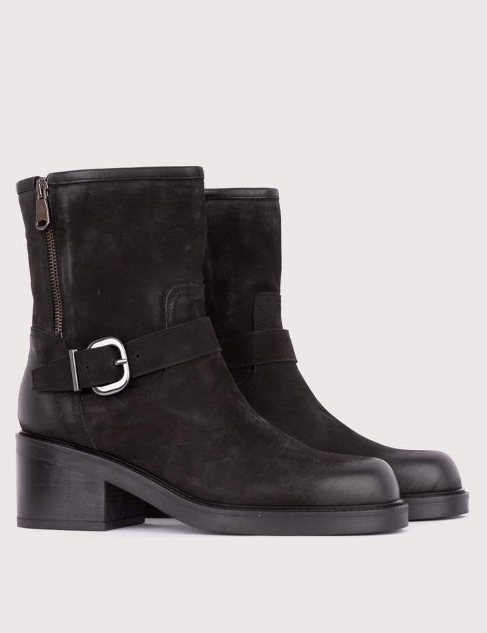 Paoyama Bottines Matilde Frange Cuir Nabuk Noir - 2