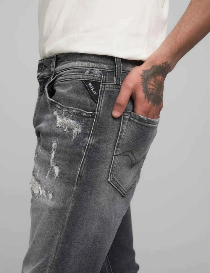REPLAY Jean Homme Coupe Slim Anbass 34R Gris - 6
