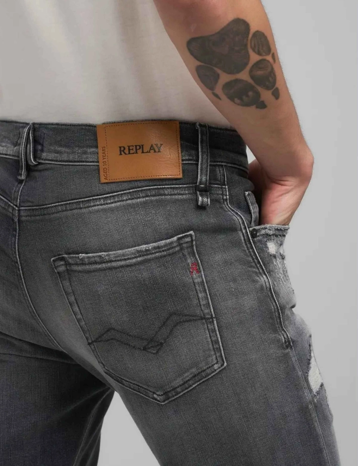 REPLAY Jean Homme Coupe Slim Anbass 34R Gris - 7
