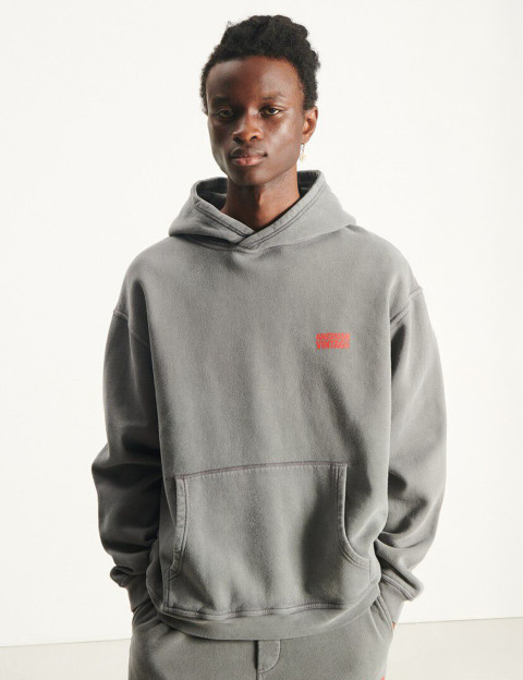 American Vintage Pull Homme à Capuche Plizzy Gris Vintage - 2