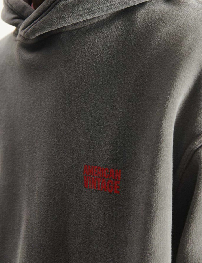 American Vintage Pull Homme à Capuche Plizzy Gris Vintage - 4