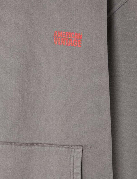 American Vintage Pull Homme à Capuche Plizzy Gris Vintage - 5
