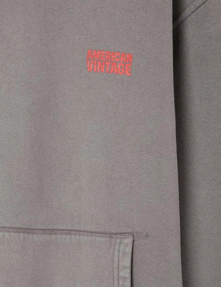 American Vintage Pull Homme à Capuche Plizzy Gris Vintage - 5