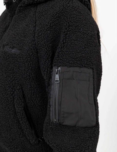 BOMBERS ORIGINALS Veste Fourrure Capuche Femme Hood Noir - 5