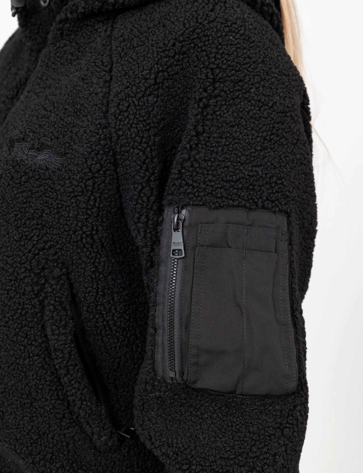 BOMBERS ORIGINALS Veste Fourrure Capuche Femme Hood Noir - 5