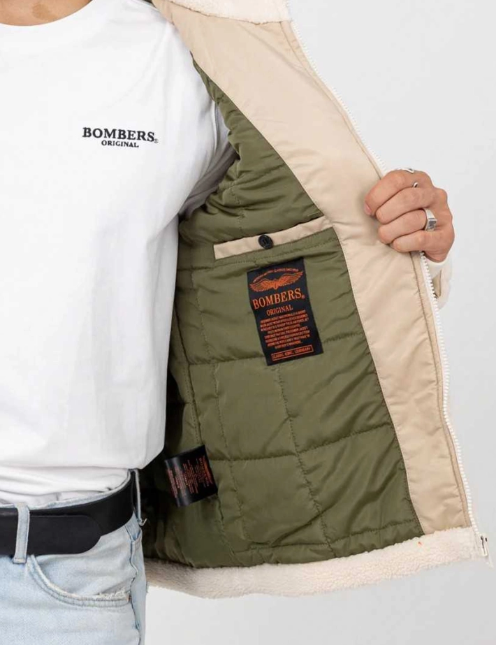 BOMBERS ORIGINALS Veste Homme Bi-Matière Moncton Crème - 3