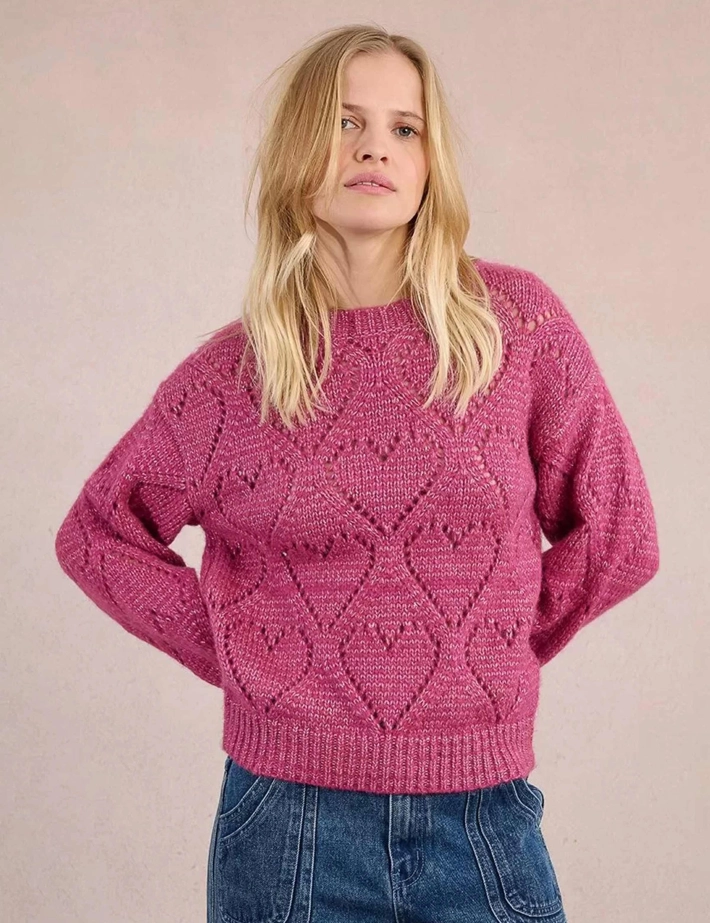 MOLLY BRACKEN Pull Femme Manches Longues Rose - 3