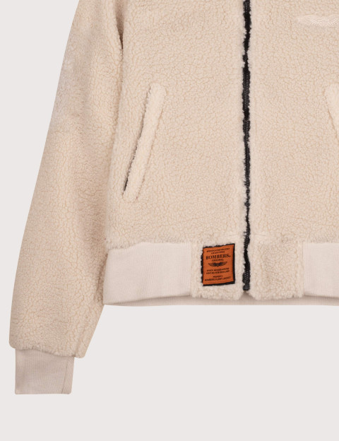BOMBERS ORIGINALS Veste Fourrure Capuche Femme Hood Crème - 3