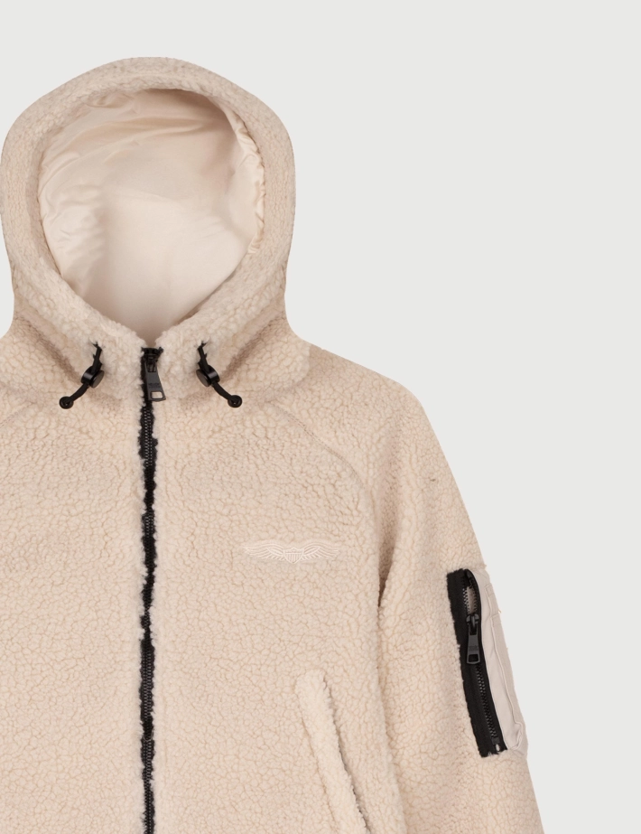 BOMBERS ORIGINALS Veste Fourrure Capuche Femme Hood Crème - 2
