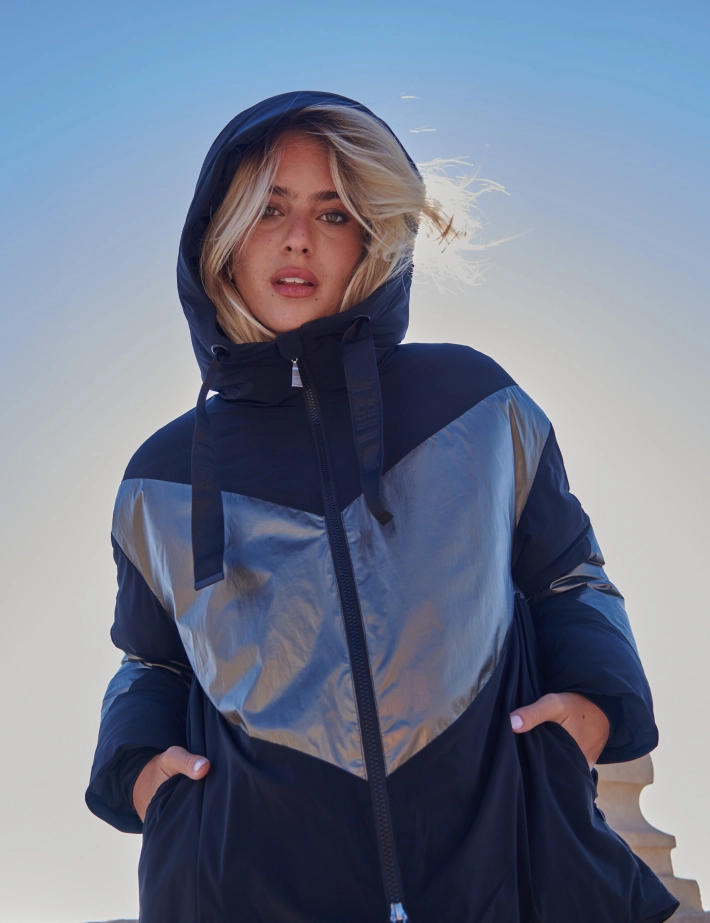 HBT Basics Jackets | Sun Bicolor Mat Silver Crinkled Femme Noir - 2