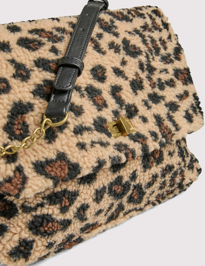 PIECES Sac Felizia Large Teddy Cross Body Léopard - 3