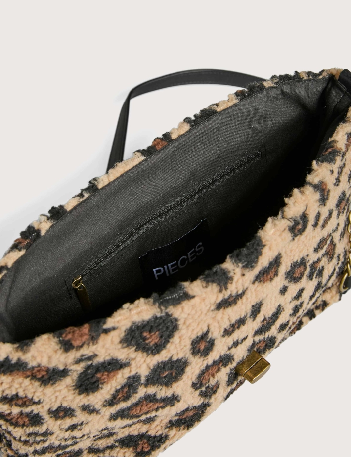 PIECES Sac Felizia Large Teddy Cross Body Léopard - 4