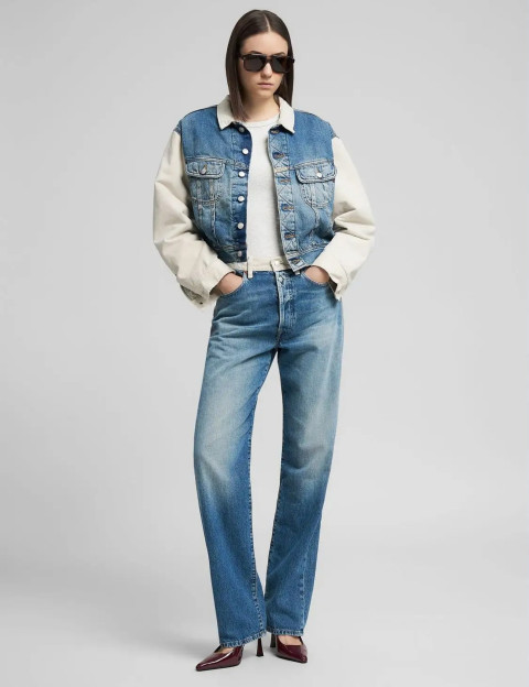 REPLAY Jean Femme Straight W9Z1 Bleu Clair Ceinture Beige - 5