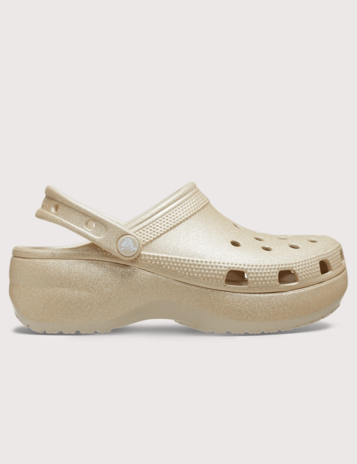 Crocs Sabots Femme Classic Platform Glitter Clog Champagne