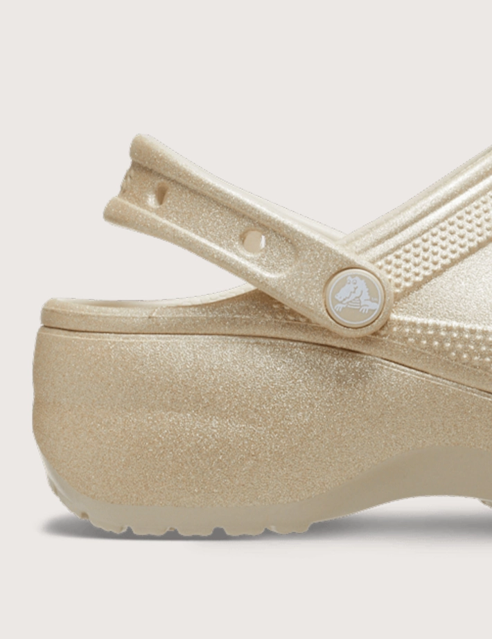 Crocs Sabots Femme Classic Platform Glitter Clog Champagne - 2