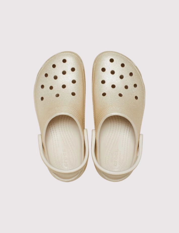 Crocs Sabots Femme Classic Platform Glitter Clog Champagne - 3