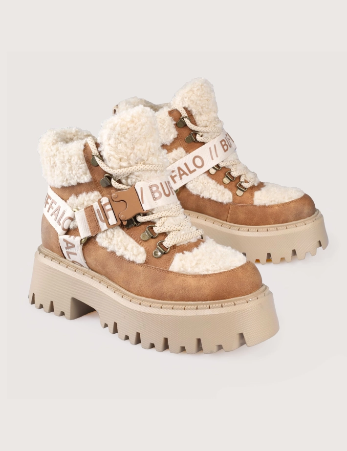 BUFFALO Baskets Femme Mid Aspen Warm Beige Cognac - 6