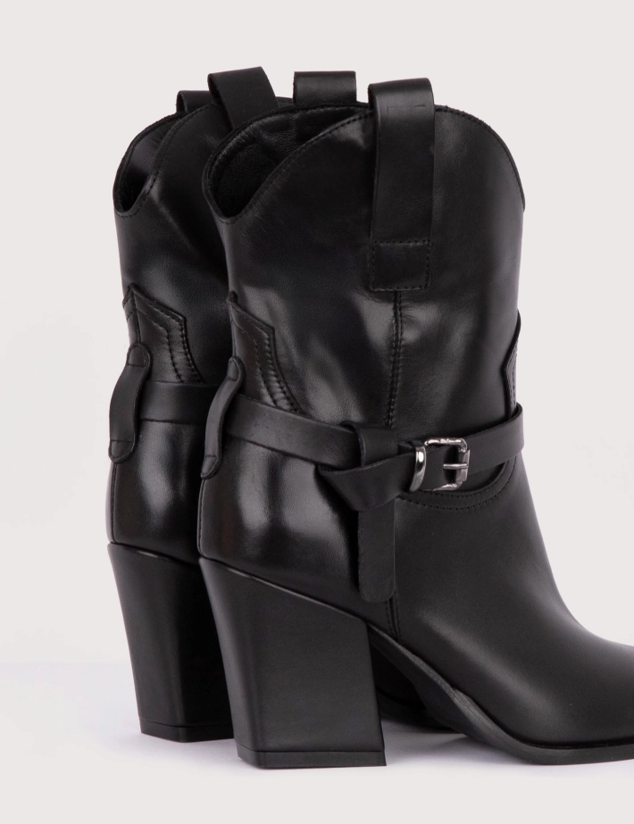 Mìmmu Bottines Western Cuir Noir - 2